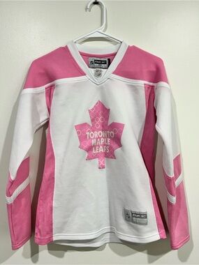 Small Reebok Toronto Maple Leafs Pink White Women's Hockey Jersey